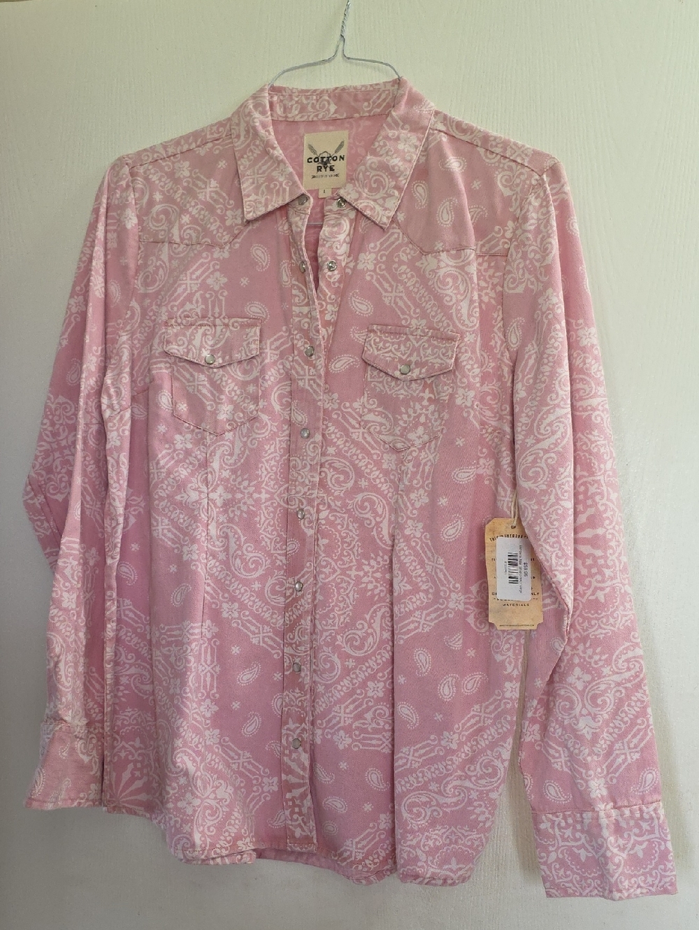 Cotton RYE Pink Paisley Button-Front Shirt